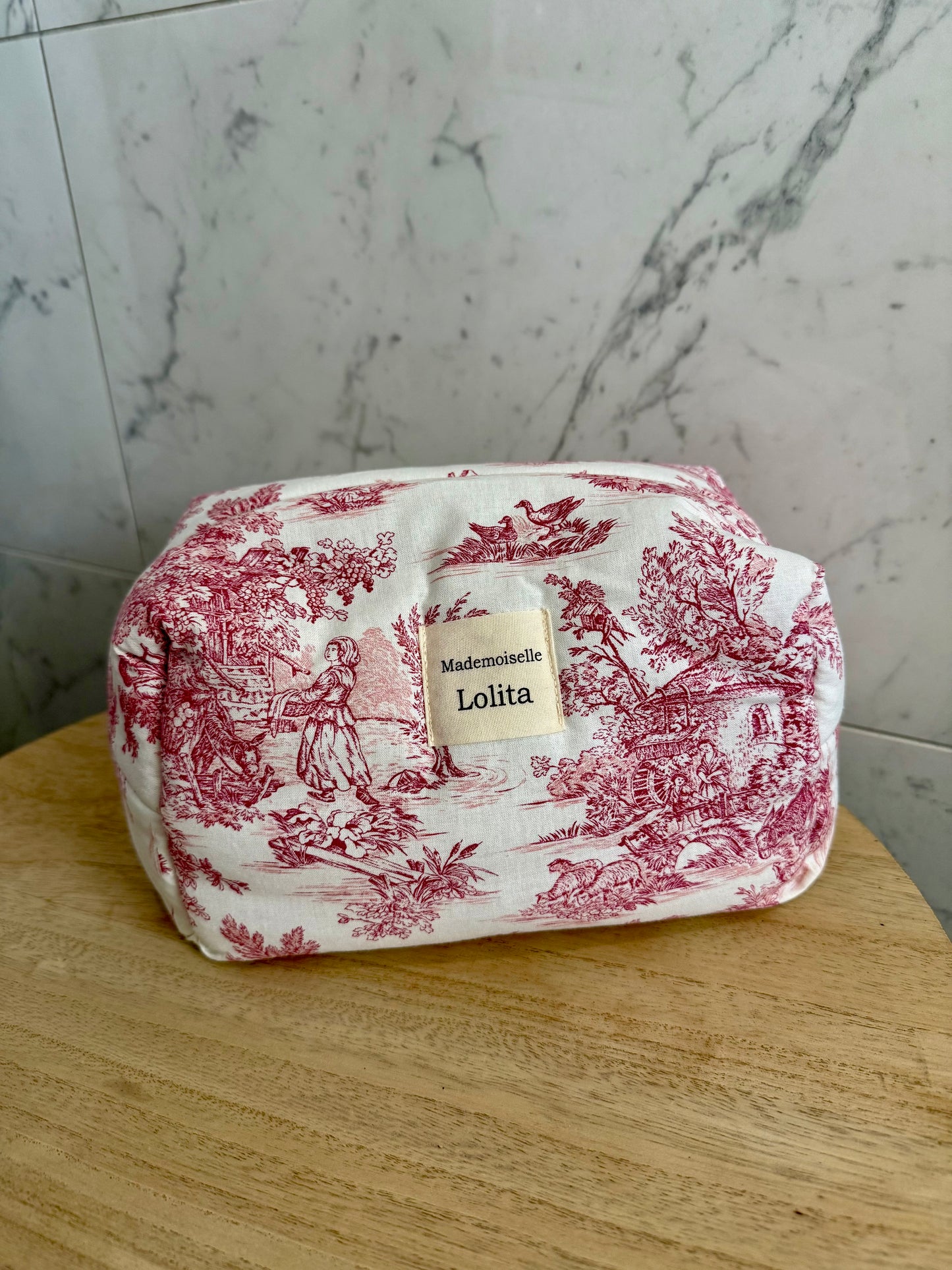 Trousse Toile de Jouy Rose