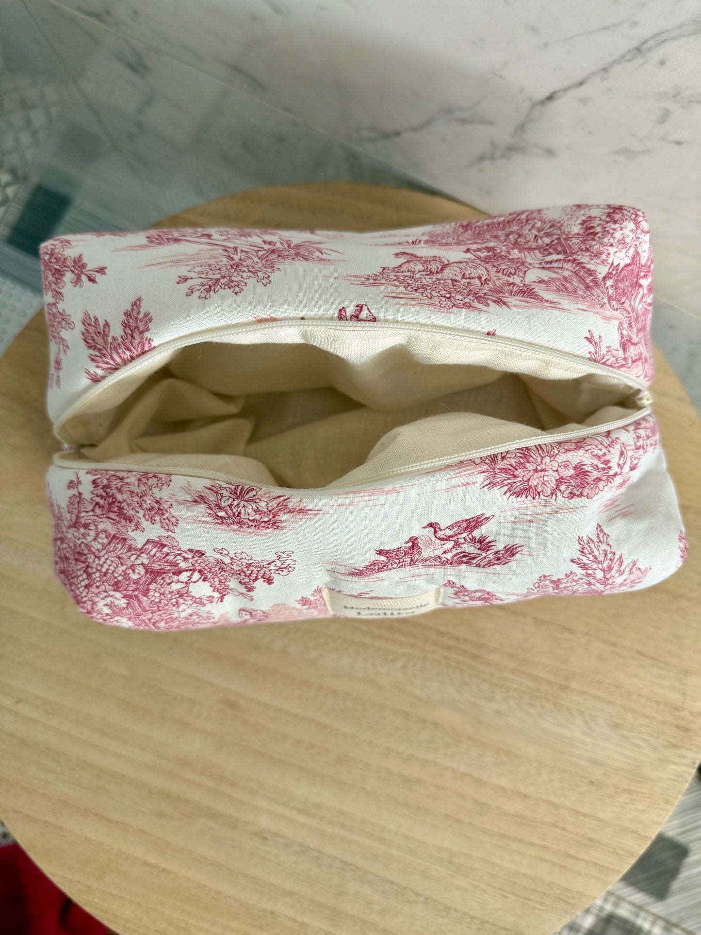 Trousse Toile de Jouy Rose