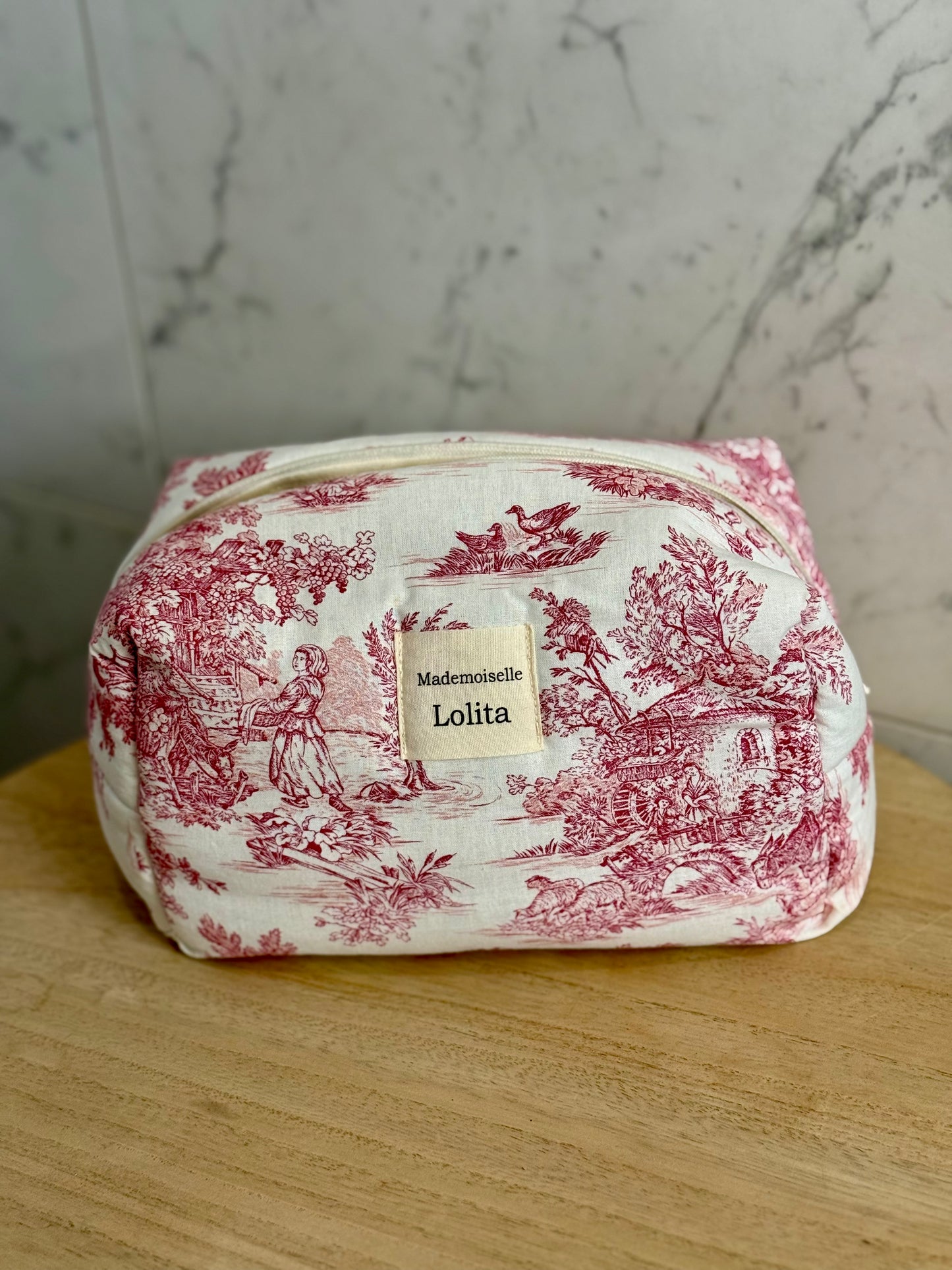 Trousse Toile de Jouy Rose
