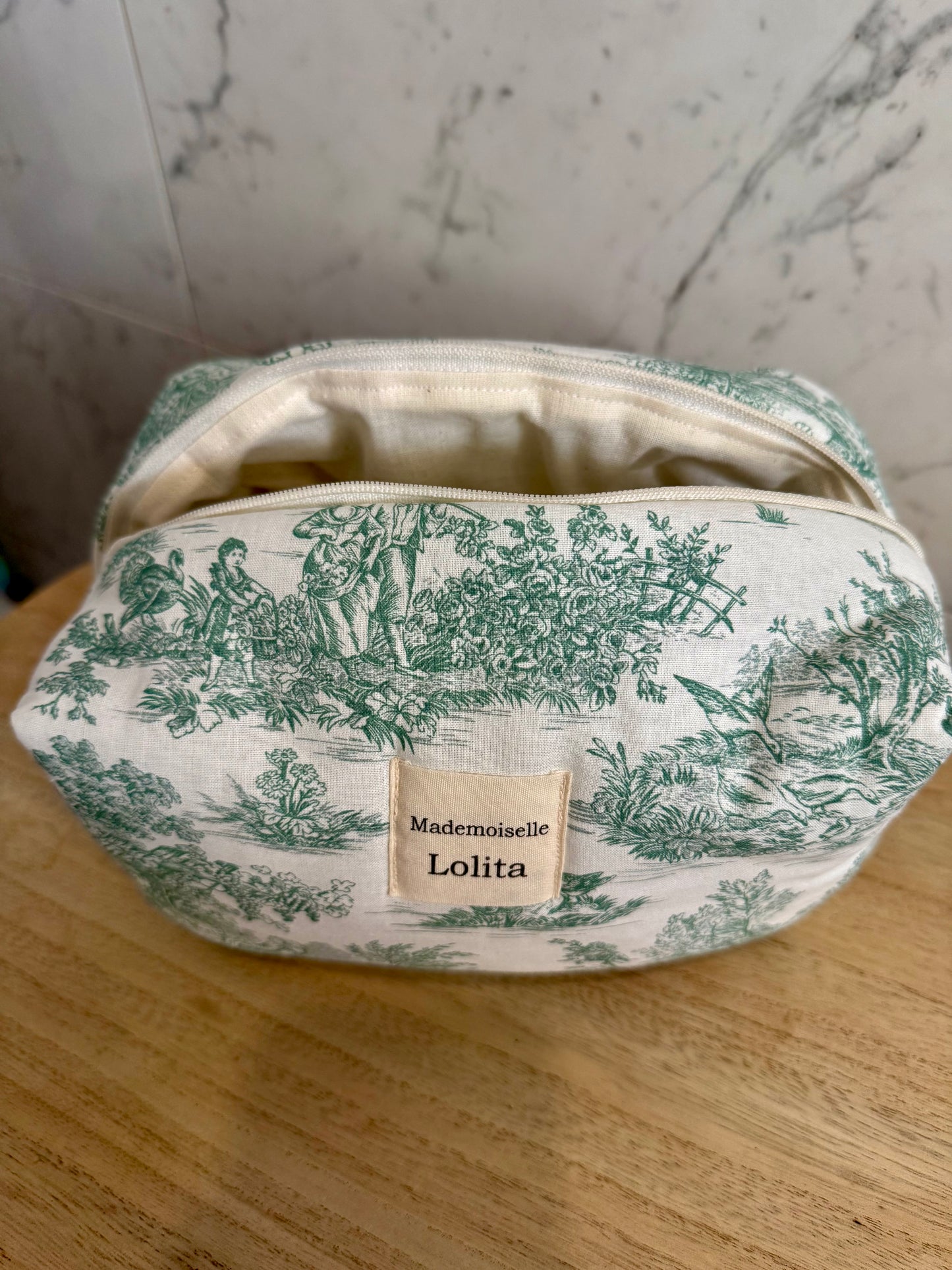 Trousse Toile de Jouy Verte