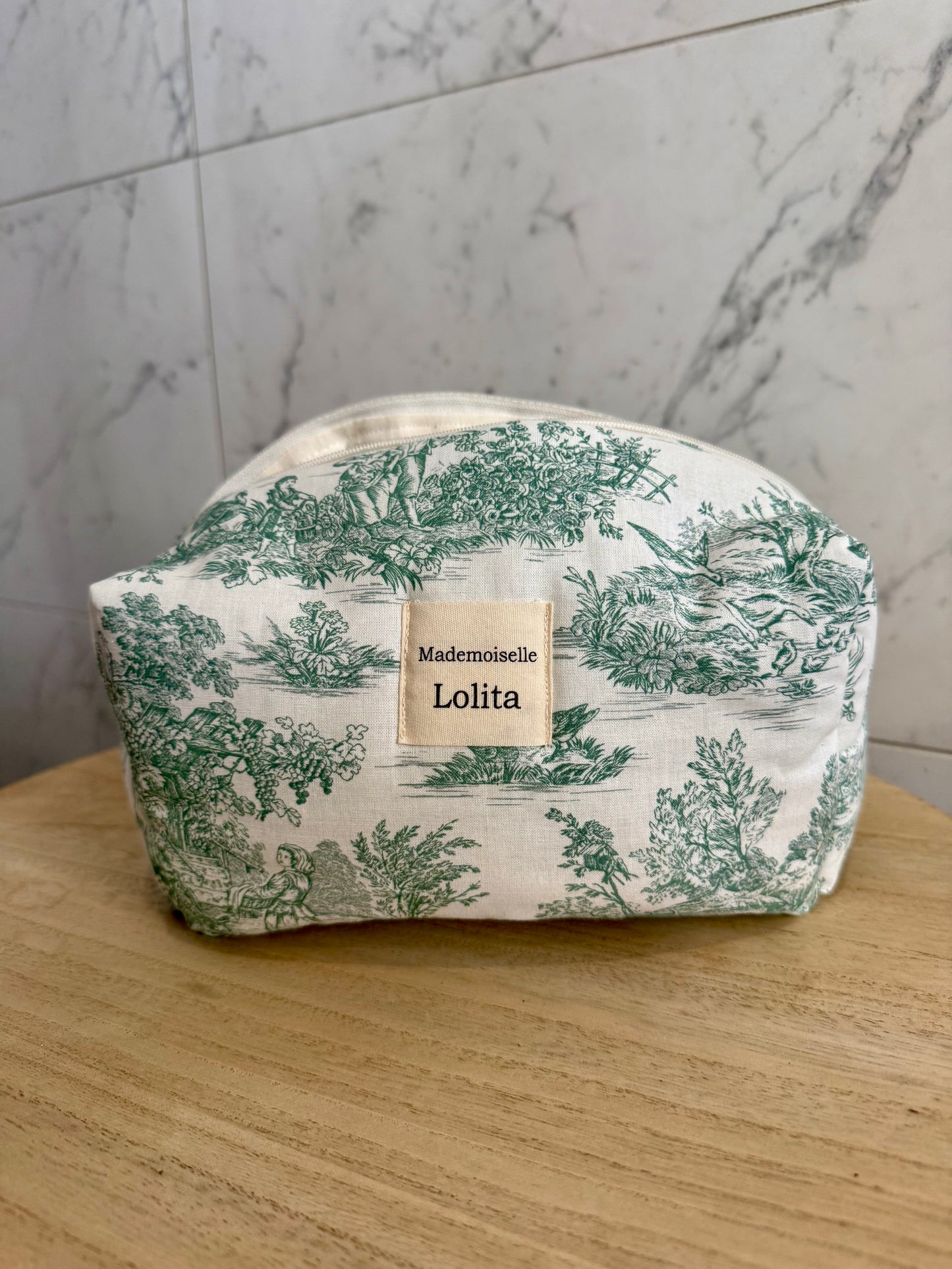 Trousse Toile de Jouy Verte